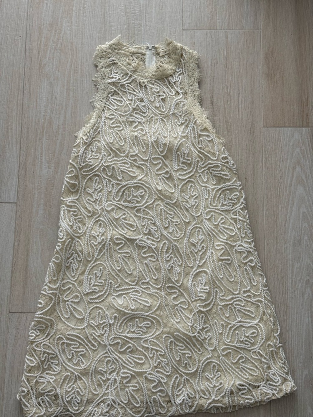 Sleeveless Cream Lace A-Line Dress
